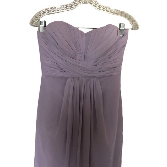 David’s Bridal strapless chiffon dress with pleated bodice Iris - Picture 3 of 9